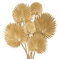 1 x RAW Customer Returns Briful Artificial Plant 6 Pieces Palm Leaves Golden Tropical PU Artificial Leaves with Flexible Stem Palm Fronds for Flower Arrangement Home Garden Party Office Decoration - RRP €25.54