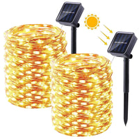 1 x RAW Customer Returns Moxled 2 Pack Solar Fairy Lights Outdoor - 2x15M 150 LED Fairy Lights Outdoor Solar Waterproof, 8 Modes Copper Wire Solar Fairy Lights for Garden, Patio, Balcony, Yard, Wedding, Party Warm White  - RRP €16.31