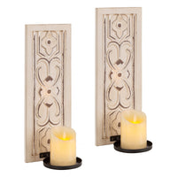 1 x Brand New Sziqiqi wooden candle holder for wall - vintage wall candle holder wall decoration shabby chic wall holder candles wall mount wall candlestick candle wall holder for living room bedroom fireplace bathroom - RRP €30.19