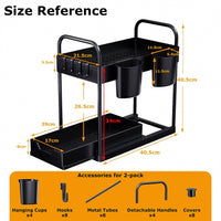 1 x RAW Customer Returns GEMWON 2x kitchen organiser, 2 tier under sink shelf with 4 hooks and 2 cups, sink cabinet organiser, bathroom organiser, cupboard organiser, organization system for kitchen, household and living 2 pieces - RRP €29.99