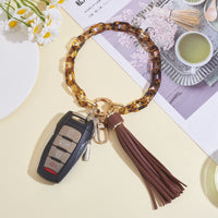 1 x Brand New WEWAYSMILE Wristlet Keychain, Bracelet Keychain, With Tassels, For Women Car Keys Bags Charm Pendant Keychain, Coconut, Length Approx. 28 cm - RRP €27.6