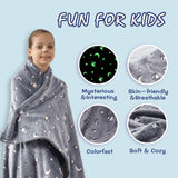 1 x RAW Customer Returns SOCHOW Fleece Blanket Stars in Galaxy, Fluorescent Glow in the Dark Super Soft Blanket, All Season Blanket for Kids 127 x 150 cm, Gray - RRP €24.3