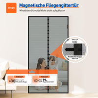 1 x RAW Customer Returns MAGZO Fly Screen Door 90 x 200 cm Stronger Magnets, Magnetic Fly Screen Balcony Door Durable Magnetic Curtain, Black - RRP €22.88