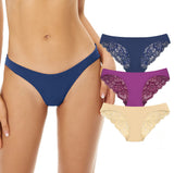 1 x Brand New SHEKINI Brazilian Low Waist Panties for Women Hipster Comfortable Lace Briefs for Women Pack of 3 - RRP €24.0