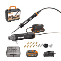 1 x RAW Customer Returns WORX Mini Hot Air Gun Soldering Iron 18V MAX 20V MakerX, WX989, PowerShare, 1 piece 2 Ah battery with display, 1 piece 2Ah charger - RRP €75.62