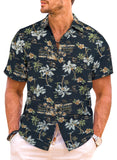 1 x Brand New Meilicloth Funky Hawaiian Shirt Men Short Sleeve Vintage Hawaii Print Regular Fit A Black Coconut Tree XL - RRP €26.17