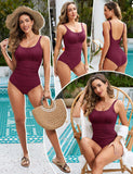 1 x RAW Customer Returns Vancavoo Women s Swimsuit Tummy Control Push Up Bathing Suits Backless Ruffles U Neck Beachwear One Piece Swimwear Swimsuit Bikini Suits,Purple Red,L - RRP €32.99