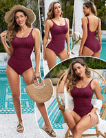 1 x RAW Customer Returns Vancavoo Women s Swimsuit Tummy Control Push Up Bathing Suits Backless Ruffles U Neck Beachwear One Piece Swimwear Swimsuit Bikini Suits,Purple Red,XL - RRP €32.99