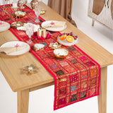 1 x RAW Customer Returns RAJRANG BRINGING RAJASTHAN TO YOU Washable Cotton Lollipop Red Table Runner 40 x 182 cm Decorative Indian Hand Embroidered Patchwork Placemat for Kitchen Room Dining Table Christmas Wedding Party - RRP €21.99