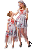 9 x Brand New IKALI Girls Zombie Bride Costume Halloween Kids Prom Corpse Gown Mommy and Me Matching Novelty Costume Outfits 4-6 Years - RRP €218.88