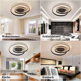 1 x RAW Customer Returns Smart LED ceiling lamp compatible with Alexa app Google Home, dimmable ceiling light with remote control, 5200 lumens round modern black ceiling lamp for living room, bedroom 48cm - RRP €129.99