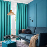 1 x RAW Customer Returns Deconovo opaque curtains with thermal ruffle tape, 220x140 cm height x width , turquoise, set of 2 - RRP €30.42