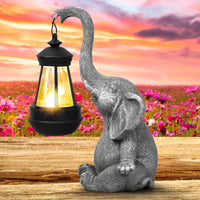 1 x RAW Customer Returns flintronic elephant decoration with solar lantern garden figures, elephant solar lamps with weatherproof solar lamp, resin sculpture animal statues, garden lights solar - RRP €25.2