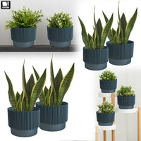 1 x RAW Customer Returns PECZEKO flower pot matt, plant pot made of plastic, decorative pot for large and small plants, set of 2 flower pots, flower pot herb pot 2 pack black, 15 cm - RRP €18.14