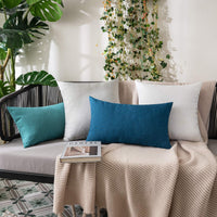 1 x RAW Customer Returns MIULEE Set of 2 Waterproof Cushion Covers Outdoor Sofa Cushions Decorative Pillows Modern Cushion Covers Decorative Cushion Cover Made of Polyester Linen Look for Garden Sofa Living Room Bed 60 x 60 cm Peacock Blue - RRP €21.6