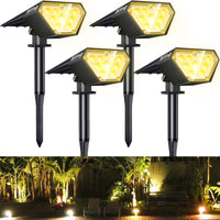 1 x RAW Customer Returns Biling Solar Lamps for Outdoor Garden, 12 LED Garden Lighting Solar Spotlight Outdoor, IP67 Waterproof 2 Modes Solar Spotlight Solar Garden Lights for Outdoor Garden Yard Walkway - Warm White Pack of 4  - RRP €46.27