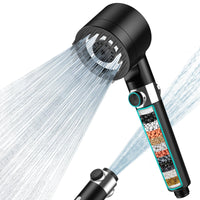 1 x RAW Customer Returns MEKO Shower Head with 15 Stage Filter, Anti-Limescale Shower Head with 1.5M Hose, 3 1 Types of High Pressure and Water Saving Shower Head Jets - Black - RRP €32.99