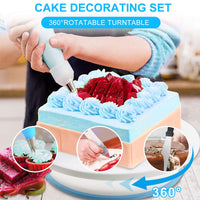 1 x RAW Customer Returns Rotatable cake plate, 132-piece cake stand, cake turntable, cake making accessory set, cake decorating with piping nozzles, cake scraper, pastry tool for baking, pastries, icing. - RRP €28.22