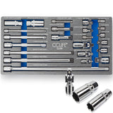 1 x RAW Customer Returns CCLIFE 23pc socket extension set 1 4 3 8 1 2 ratchet ratchet connecting parts including socket adapter universal joint spark plug socket Cr-V - RRP €40.85