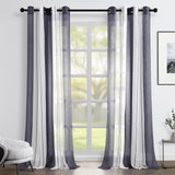 1 x RAW Customer Returns Topfinel Interior Curtains Living Room Bedroom Child s Room Voile Semi-transparent Stripes With Eyelets Decorative Stripes For Curtain Window Balcony Home 2 Panels 140x260cm Gray - RRP €22.99