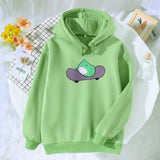 4 x Brand New Women s Fleece Hoodie Girls Teenager Skateboard Frog Kawaii Hoodie Winter Warm Hooded Pullover Sweatshirt Tops XXL, Green-2  - RRP €110.4