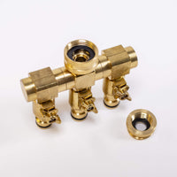 1 x RAW Customer Returns UPP water distributor 3-way I For 1 2 3 4 faucet connection with plug-in coupling I 3-way distributor for garden hose Connect 3 devices at the same time I Each output is adjustable I Brass - RRP €25.2