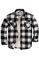 1 x Brand New Coevals Club Men s Flannel Jacket Shirt Sherpa Lumberjack Shirt Flannel Shirt Long Sleeve Checkered Snap Buttons Cotton Winter Shirt White Black 5 4XL  - RRP €65.53