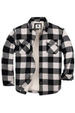 1 x Brand New Coevals Club Men s Flannel Jacket Shirt Sherpa Lumberjack Shirt Flannel Shirt Long Sleeve Checkered Snap Buttons Cotton Winter Shirt White Black 5 4XL  - RRP €65.53