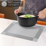 1 x RAW Customer Returns SueH Design Woven Placemats Set of 8 Vinyl Heat Resistant Placemats Anti-fouling and Washable 45 cm x 30 cm, Light Grey - RRP €20.99