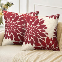 1 x RAW Customer Returns Velvhom Sofa Cushion Covers 40 x 40 cm Red White Cushion Cover Linen Abstract Dahlia Flower Outdoor Cushion for Living Room Bedroom Garden Sofa Couch Cushion Decorative Set of 2 - RRP €15.12