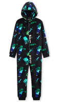 1 x RAW Customer Returns MINECRAFT Kids Fleece Pajamas, Creeper Onesie, Soft Fleece Onesie for Children, Gift for Boys 5-14 Years Black, 11 12 Years  - RRP €32.16