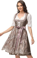 1 x RAW Customer Returns ELFIN Women s Midi Dirndl Elegant Traditional Dress for Oktoberfest Including Lace Dirndl Apron, Dark Brown, 44 - RRP €111.92