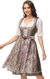 1 x RAW Customer Returns ELFIN ladies midi dirndl elegant traditional dress for Oktoberfest including lace dirndl apron, dark brown, 36 - RRP €111.92