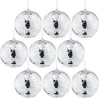 1 x RAW Customer Returns 9 pieces silver 10 cm mirror disco ball, hanging disco light, glitter ball, silver disco ball, Christmas tree wedding, home birthday party decoration - RRP €20.99