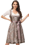 1 x RAW Customer Returns TrendiMax traditional ladies dirndl midi dirndl dress for Oktoberfest with lace apron, dark coffee, 44 - RRP €110.92