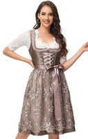 1 x RAW Customer Returns ELFIN ladies midi dirndl elegant traditional dress for Oktoberfest including lace dirndl apron, dark brown, 38 - RRP €111.92