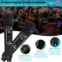 2 x RAW Customer Returns Karaoke Machine for Kids Adults, ALPOWL Portable Bluetooth Speaker with 2 UHF Wireless Microphones for Home Parties, Weddings, Church, Picnics, Outdoor Indoor - RRP €159.98