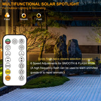 1 x RAW Customer Returns MEIKEE Led Solar Garden Lights, 6 in 1 Outdoor Solar Spotlights Waterproof IP66 6W 6000mAh Solar Lamps with Remote Control Cold Warm Light Dimmable 3 Brightness 3 Mode for Patio Lawn Garden - RRP €55.12