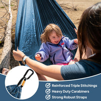 1 x RAW Customer Returns NATUREFUN Ultralight Hammock for Travel and Camping 275x140 cm 300kg Load Capacity,Breathable, Quick Dry Parachute Nylon 2X Premium Carabiners, 2X Nylon Straps Included - RRP €19.99