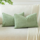 1 x RAW Customer Returns JOTOM Set of 2 corduroy cushion covers, decorative cushions, sofa cushions, couch cushions, decorative cushions, decorative cushion covers for sofa, living room, 40 x 60 cm, bean green - RRP €14.99