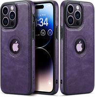 1 x RAW Customer Returns Sibada iPhone 14 Pro Max Case, iPhone 14 Pro Max Case, Logo View Compatible with Slim Premium Vegan Leather Classic Luxury Elegant Thin Cover, designed for iPhone14promax case - Purple - RRP €19.33