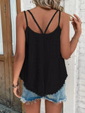 1 x RAW Customer Returns Tank Top Women s 2024 Summer Black Eyelet Spaghetti Tops Summer Fashion Sleeveless Shirt Women s XL - RRP €18.04