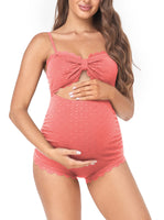 1 x RAW Customer Returns EastElegant One Piece Maternity Swimsuit Open Back Maternity Bikini Wavy Pregnant Women Pink Large - RRP €79.0