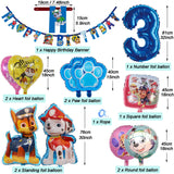 17 x Brand New Cartoon Dog Birthday Party Decoration 3 Years, Birthday Decoration for Boys Girls 3 Years Airplane Foil Balloons Banner 3  - RRP €119.68