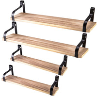 1 x RAW Customer Returns Nature Supplies Wooden Wall Shelf - Set Of 4 Rustic Wall Shelves Floating Shelf Wall Shelves Wall Shelves Living Room, Bedroom, Kitchen, Hallway Wooden Shelves - RRP €29.98