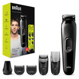 1 x RAW Customer Returns Braun 6-in-1 Beard Trimmer, with Hair and Nose Trimmer, for Beard, Face and Hair Clipper with Lifetime Sharp Blades, 5 Attachments, Gifts for Men, MGK3235, Black Razor - RRP €37.31