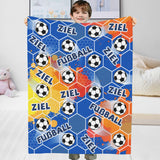 3 x Brand New Luogort Blue Football Grid Football Blanket, Football Lovers Gifts, Football Gifts for Boys Men, Football Team Gifts for Teenagers Adults, Flannel Blanket 130 x 150 - RRP €78.63