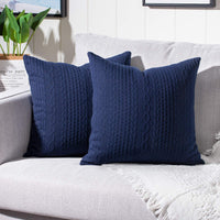 1 x Brand New Yaertun Set of 2 Super Soft Cushion Covers Throw Pillow Cover Sofa Cushion Decorative Couch Cushion Pillow Case Cover Soft for Living Room Bedroom 24 x 24 Inch, 60 x 60 cm Navy - RRP €25.2