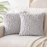 1 x RAW Customer Returns MIULEE Set of 2 Wool Cushion Covers Pillow Case Decorative Pillow Cushion Cover Soft Plush Pillow Decorative Throw Pillow Cover Short Wool Sofa Cushion For Pillow Sofa Bedroom Living Room 60 x 60 cm Cream White - RRP €20.66