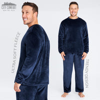 1 x RAW Customer Returns CityComfort Men s Winter Pajamas, 2 Piece Long Sleeve Fleece Pajamas, L, Navy Blue  - RRP €31.98